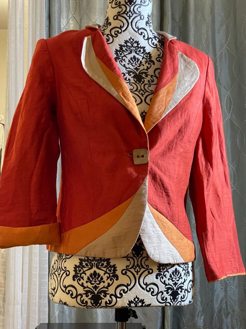 Orange Colorblock Cropped Blazer S/M